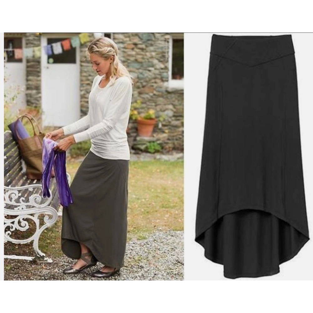 Athleta THRONES MAXI SKIRT Black XS Soft Sueded Hi Low 919101 $74 Boho Chic RARE